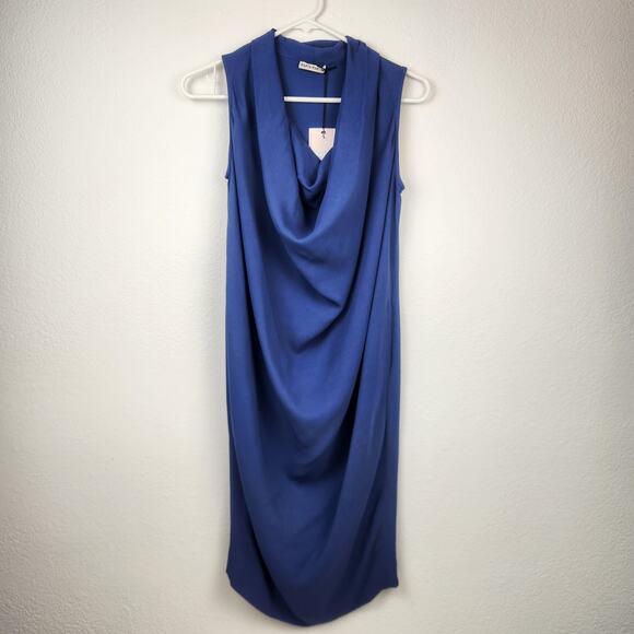 Marta Martino Tati Dress in Blue Size 38 Italian US Small Cowl Neck Sleeveless - Picture 1 of 9